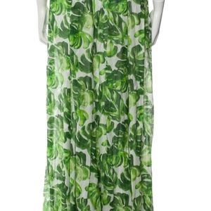 Caroline Constas Green Botanical Maxi Skirt